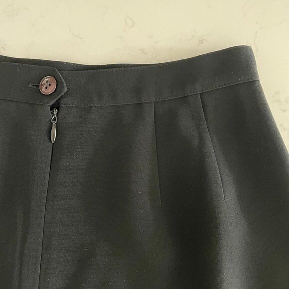Albert Nipon Petite Vtg Lined Triacetate Pencil Skirt w Pleated Hem Black Sz 6P - Picture 7 of 10